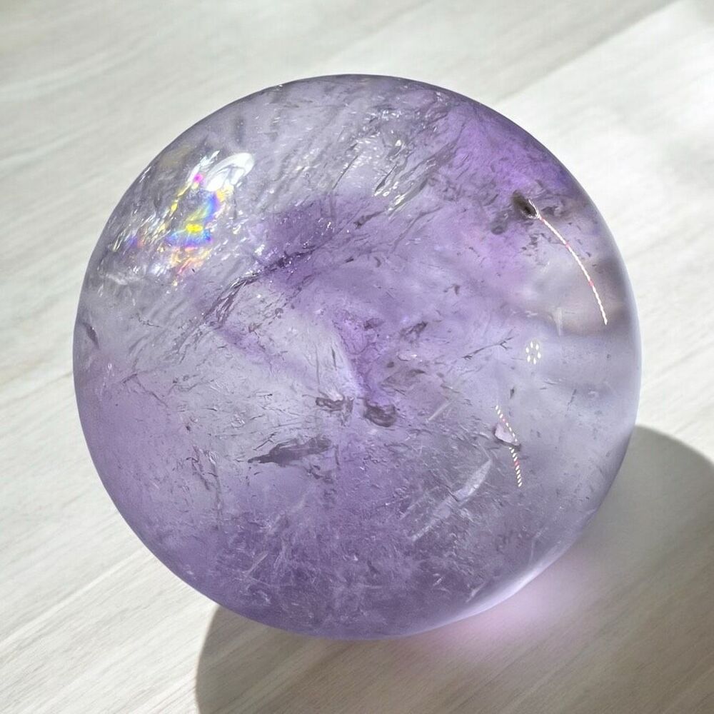 Amethyst Crystal Marble Sphere Meditation Stone
